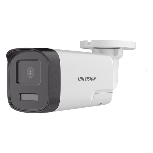 [Audio Bidireccional + Dual Light + ColorVu] Bala TURBOHD 4K (8 Megapixel) / Lente 2.8 mm / 40 mts IR EXIR + 40 mts Luz Blanca / Micrófono y Bocina Integrado / Exterior IP67 / Metal / dWDR