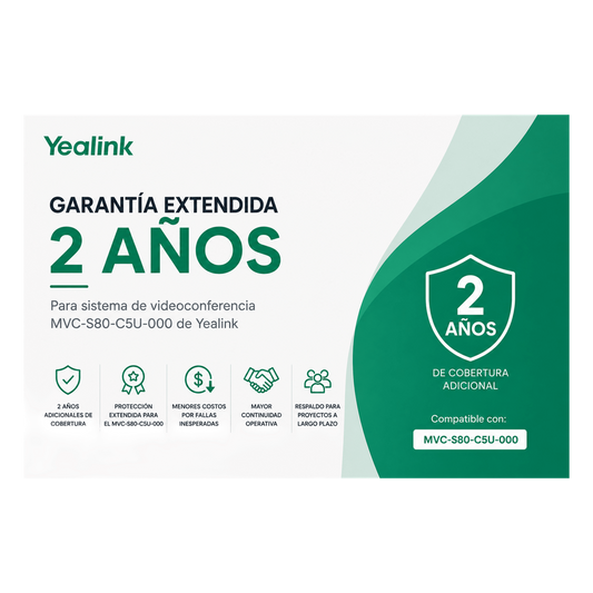 Garantia Extendida de 2 Años para Sistemas de Videoconferencia MVC-S80-C5U-000 de Yealink