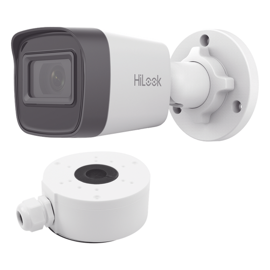 HiLook Series / Bala IP 4 Megapixel / 20 mts IR / Exterior IP67 / PoE / dWDR / Lente 2.8 mm + Caja de conexión DS-1280ZJ-XSP