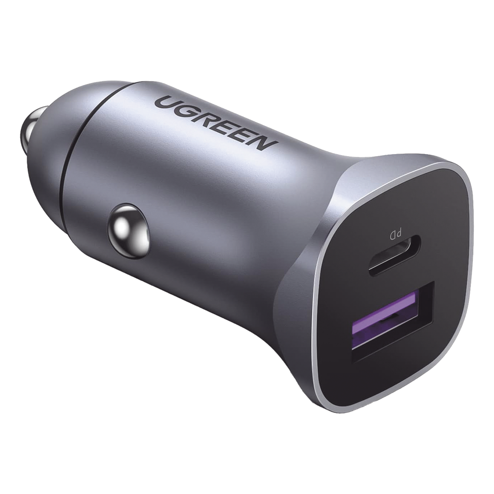 Cargador de Auto 30W | 2 Puertos USB-A y USB-C | Carga Rápida | Compatible con Vehículos de 12 y 24 VCD | PD3.0, QC4.0, SCP, PPS | Indicador Led | Diseño Compacto | Chip Inteligente | Caja de Aluminio