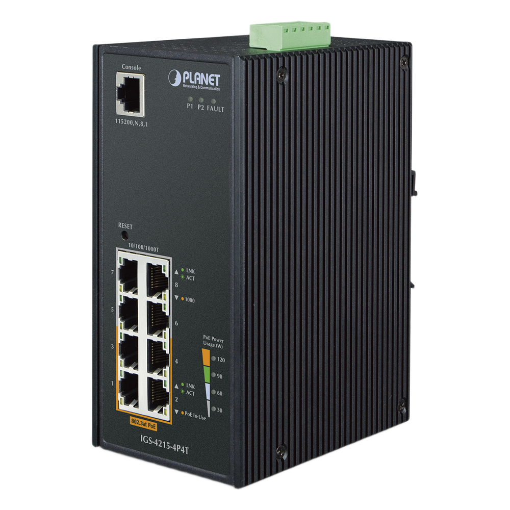 Switch industrial Administrable 4 puertos 1000Mbps, 4 puertos PoE