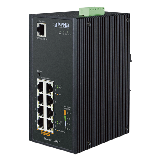 Switch industrial Administrable 4 puertos 1000Mbps, 4 puertos PoE