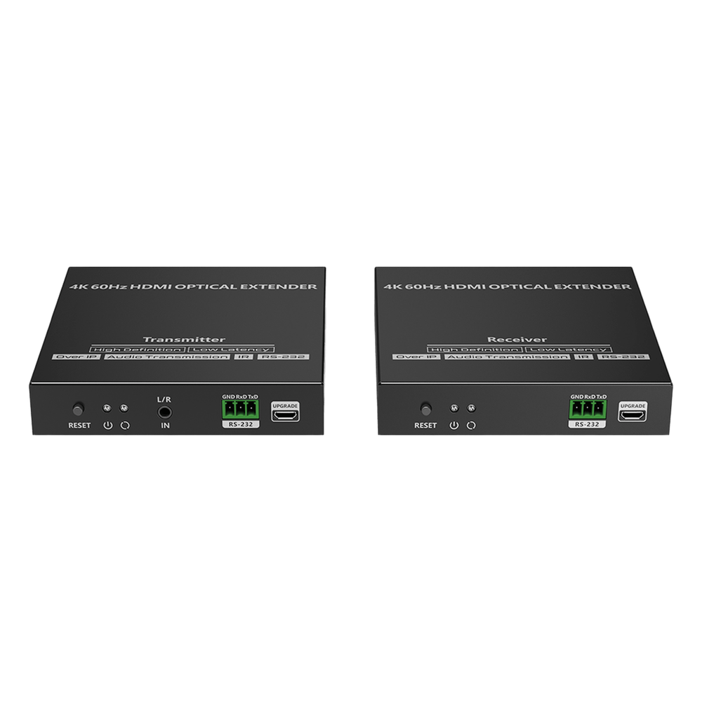 Kit extensor por fibra óptica | Hasta 40 kilómetros|  4K@60Hz | con IR | RS232