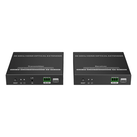 Kit extensor por fibra óptica | Hasta 40 kilómetros|  4K@60Hz | con IR | RS232
