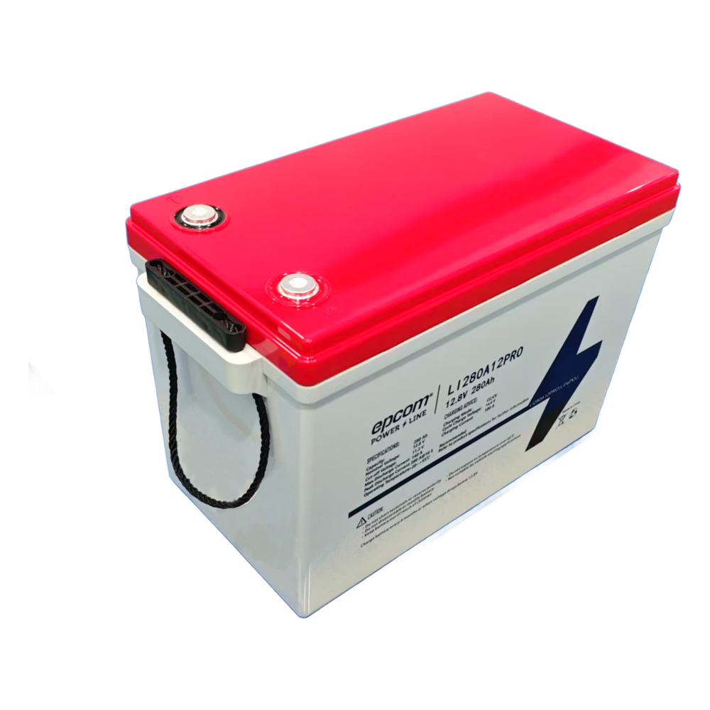 Batería de Litio Ciclo Profundo / 12.8 Vcc 280Ah (3.58 kWh) / LiFePO4 / 6000 Ciclos / Descarga 140A / Carga Rápida 100A / Solar y Marina / BMS con Corte a 11.2V