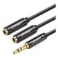 Cable Adaptador/Divisor de Audio de 3.5mm Macho a 2 Terminales de 3.5mm Hembra / 25 cm de Longitud / Cable TPE / Color Negro