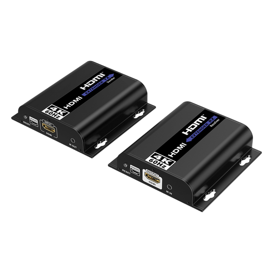 Kit extensor para distancias de hasta 200 metros | Resolución 4K @60Hz | Cat 6 | Conexión uno a uno y uno a muchos hasta 120 mts | Compatible con Switch gigabit | Control IR