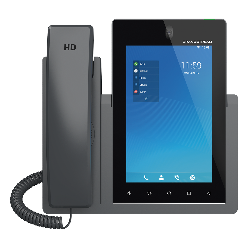Teléfono IP Android 11, 16 líneas SIP con 16 cuentas, pantalla táctil  7", puertos Gigabit, Wi-Fi, Bluetooth, PoE, codec Opus, IPV4/IPV6 con gestión en la nube GDMS