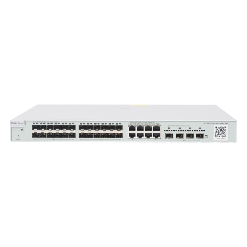 Switch administrable Capa 3, 24 puertos SFP 1G, 8 puertos Ethernet 1G Combo y 4 SFP+ 10G, gestión remota en la nube