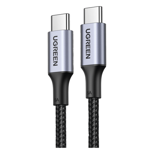 Cable USB-C a USB-C | 2 Metros | Carga Rápida de hasta 100W | Transferencia de datos 480 Mbps | PD3.0 | QC4.0/3.0/2.0 | FPC | AFC | Protección Integrada| Caja de Aluminio | Nylon Trenzado | Amplia Compatibilidad | Color Negro.