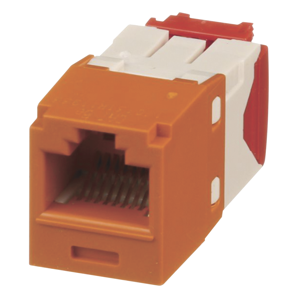Conector Jack RJ45 Estilo TG, Mini-Com, Categoría 5e, de 8 Posiciones y 8 Cables, Color Naranja