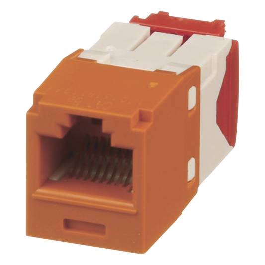 Conector Jack RJ45 Estilo TG, Mini-Com, Categoría 5e, de 8 Posiciones y 8 Cables, Color Naranja