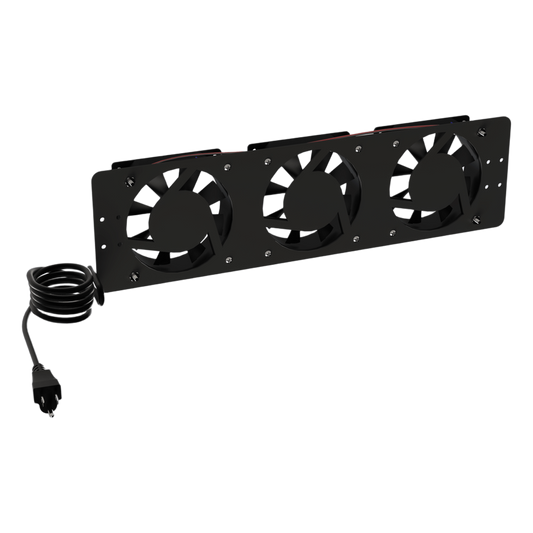 Kit de 3 Ventiladores 110 Vca (12 x 12 cm) con Clavija para Gabinete de Piso