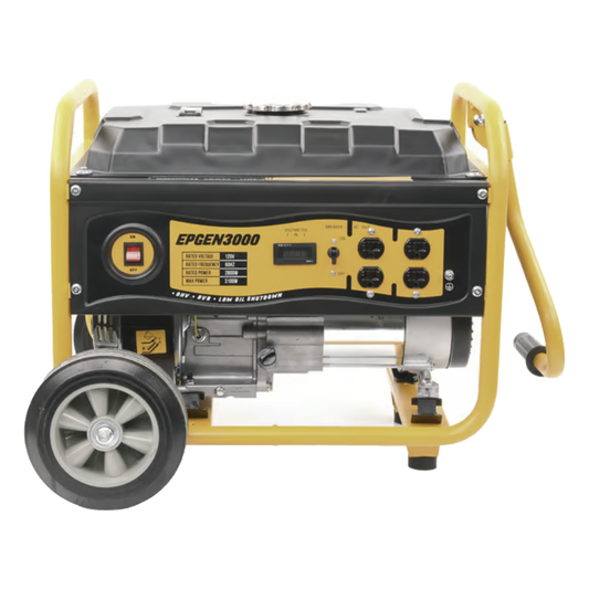 Generador a Gasolina / Planta de Emergencia 3kW (7HP), 110Vca, Encendido de Jalón, Jaula con Ruedas para Fácil Traslado