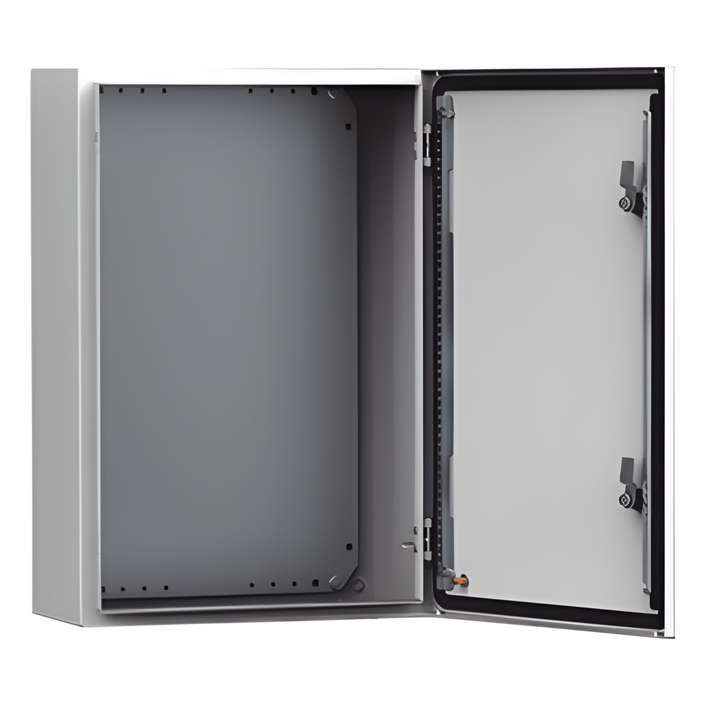 Gabinete de Uso Exterior MAS 600 x 600 x 400 mm NEMA 4/12/13; IP66; IK10 de Acero Dulce 1.5 mm con Platina de Montaje Incluida Color Gris Claro
