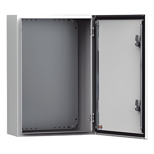 Gabinete de Uso Exterior MAS 600 x 600 x 400 mm NEMA 4/12/13; IP66; IK10 de Acero Dulce 1.5 mm con Platina de Montaje Incluida Color Gris Claro