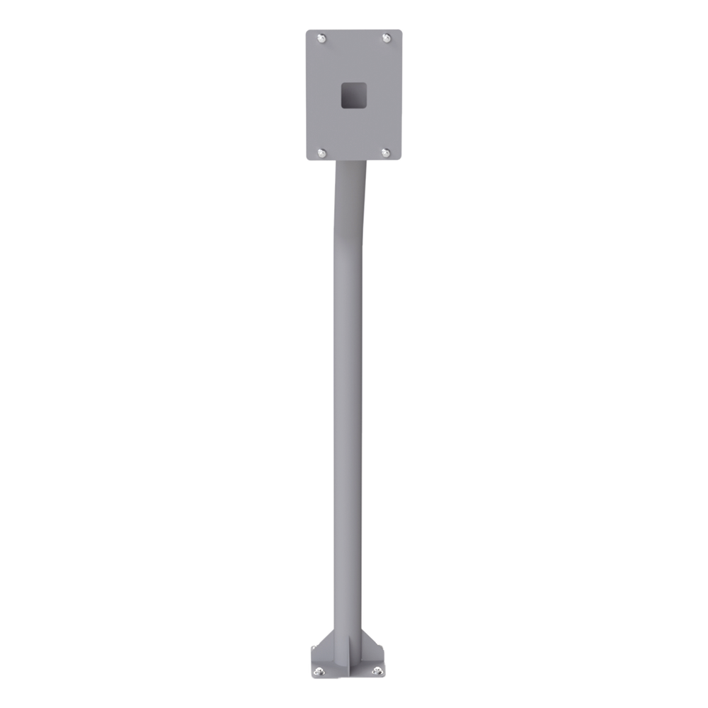 Base tipo tubular para instalación de cubierta BASEINT de videoporteros o interfones IP Fanvil y Grandstream, altura de 1.2 metros, pintura electrostática color gris.