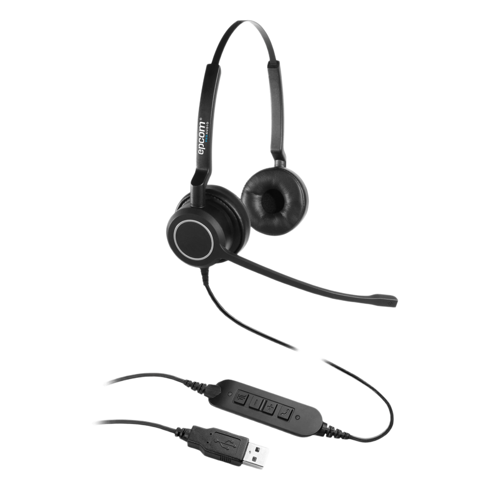 Audífonos USB de Diadema ESTÉREO con Audio HD / Micrófono con Cancelación de Ruido / Calidad para uso en Oficina