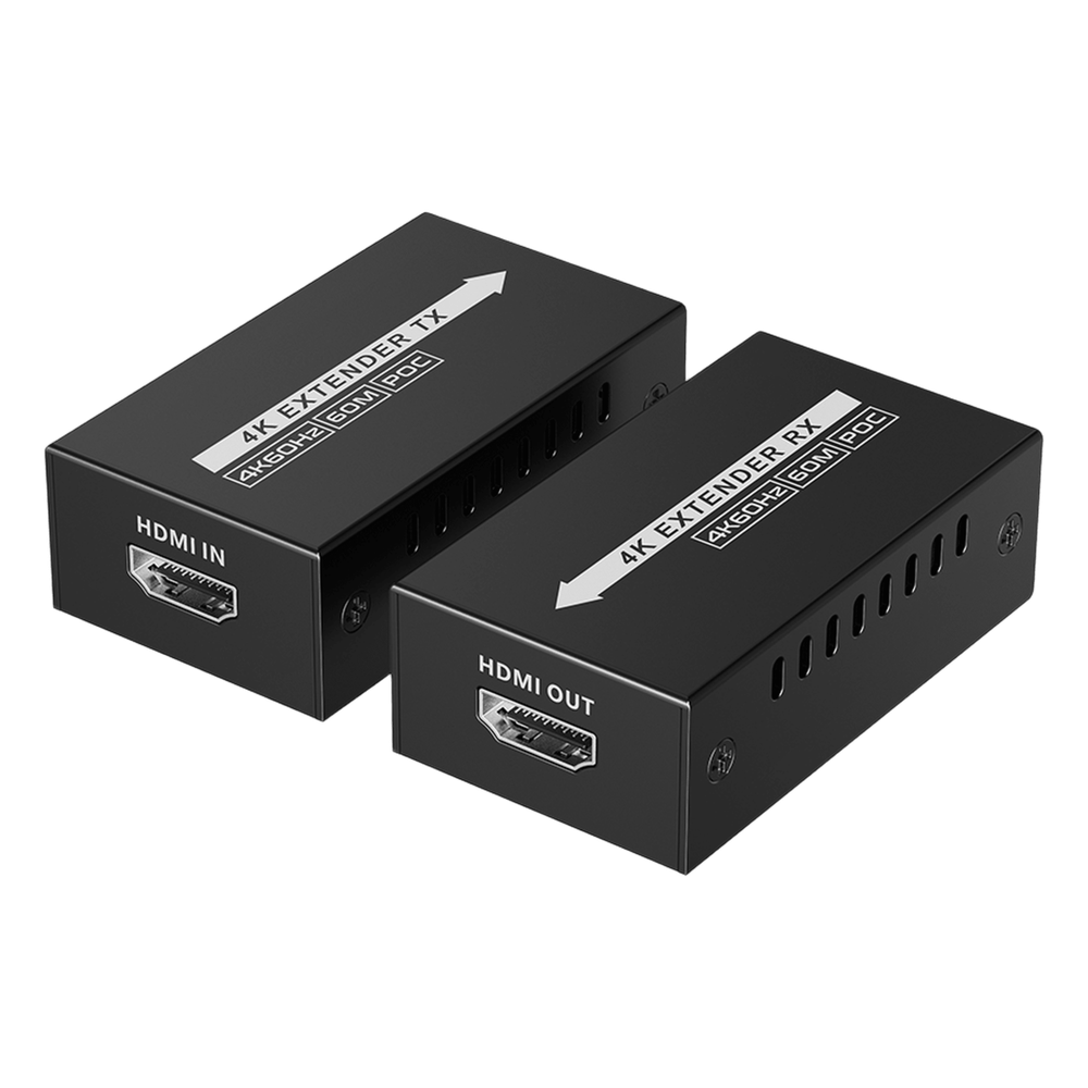 Kit extensor HDMI de tamaño mini | 4K60Hz a  60 metros | Solo requiere alimentación TX |  Sobre CAT6/CAT6A/CAT7 |