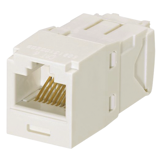 Conector Jack RJ45 Estilo TG, Mini-Com, Categoría 6, de 8 Posiciones y 8 Cables, Color Blanco Mate
