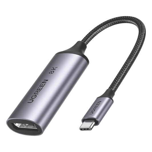 Cable Adaptador USB-C a DP 1.4 | 8K@60Hz | 4K@240Hz | Compatible con Thunderbolt 3 & 4 | HDR | eARC | DTS | Dolby | 3D | ALLM | VRR | Admite Multi-Stream (MST) | Longitud del Cable 10 cm (3.94 Pulgadas) | Caja de Aluminio