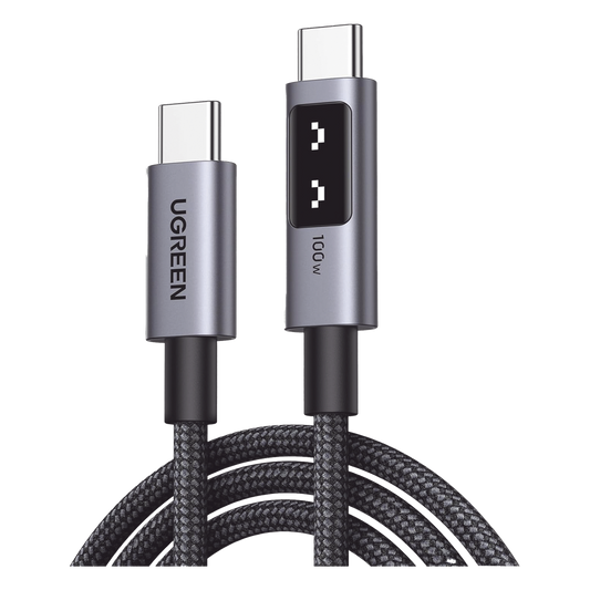 Cable USB-C a USB-C | 1 Metro | Carga Rápida de hasta 100W | Transferencia de datos 480 Mbps | PD3.0 | QC4.0/3.0/2.0 | FPC | AFC | Protección Integrada| Caja de Aluminio | Nylon Trenzado | Amplia Compatibilidad | Color Negro.