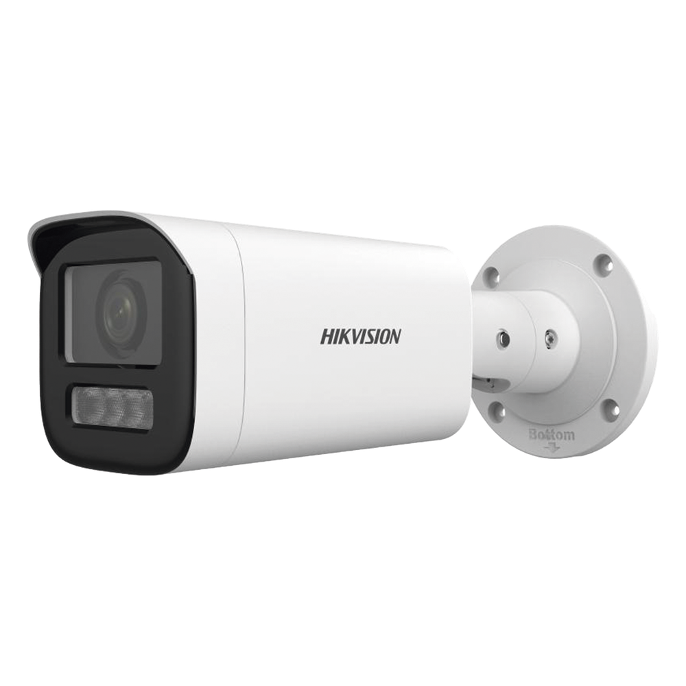 Bala IP 4 Megapíxel / Lente Motorizado 2.8 a 12 mm / Dual Light (50 mts IR + 50 mts Luz Blanca) / ACUSENSE Lite / Microfono Integrado / Exterior IP67 / WDR 120 dB / PoE  / Micro SD / Alarmas I/O