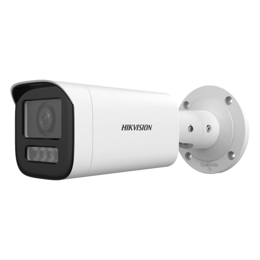 Bala IP 4 Megapíxel / Lente Motorizado 2.8 a 12 mm / Dual Light (50 mts IR + 50 mts Luz Blanca) / ACUSENSE Lite / Microfono Integrado / Exterior IP67 / WDR 120 dB / PoE  / Micro SD / Alarmas I/O