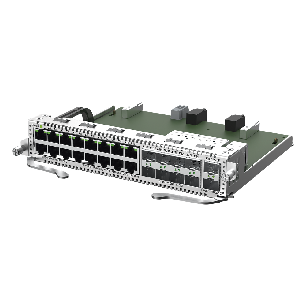 Tarjeta de Red con 16 puertos RJ45 1Gb, 8 puertos SFP 1Gb y 2 puertos SFP+ 10Gb para Chasis RG-NBS6002