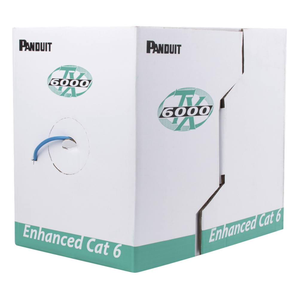 Bobina de Cable UTP 305 Metros (1000 Pies) de Cobre, TX6000™ PanNet, Reelex, Azul, Categoría 6 Mejorado (23 AWG), LSZH (Bajo Humo, Cero Halógenos), de 4 Pares