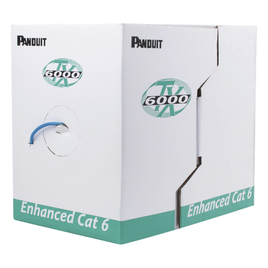 Bobina de Cable UTP 305 Metros (1000 Pies) de Cobre, TX6000™ PanNet, Reelex, Azul, Categoría 6 Mejorado (23 AWG), LSZH (Bajo Humo, Cero Halógenos), de 4 Pares