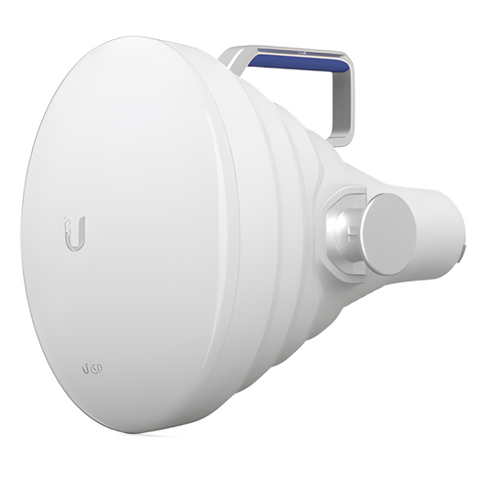Antena Sectorial 30° tipo Horn para Multipunto, 19.5 dBi. Rango extendido 5.15 - 6.875 GHz. Alto aislamiento al ruido. Compatible solo con AF5XHD, RP5ACGEN2 y LTURocket