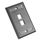 Placa de Pared Vertical, Salida Para 2 Puertos Keystone, Con Espacios Para Etiquetas, Color Negro