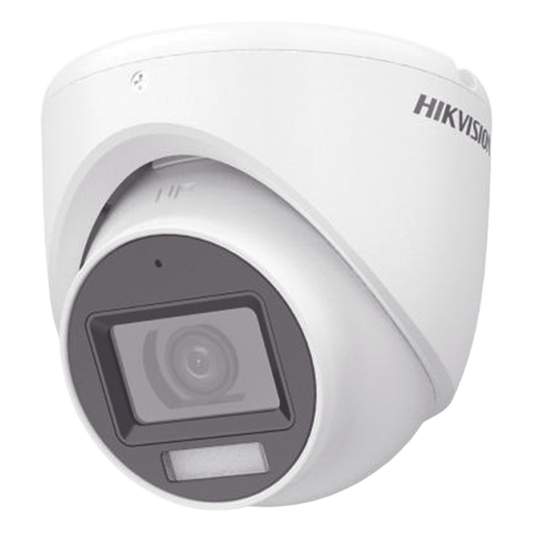 [Dual Light + ColorVu] Turret TURBOHD 3K (5 Megapixel) / Lente 2.8 mm / 30 mts IR + 20 mts Luz Blanca / Gran Angular 104.9° / Exterior IP67 / Micrófono Integrado / dWDR / 4 Tecnologías / Metal