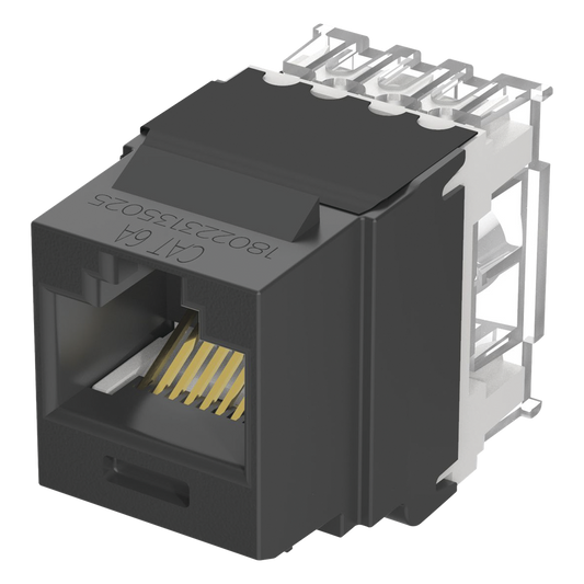 Conector Jack Estilo 110 (de Impacto), Tipo Keystone, Categoría 6A, de 8 Posiciones y 8 Cables, Color Negro