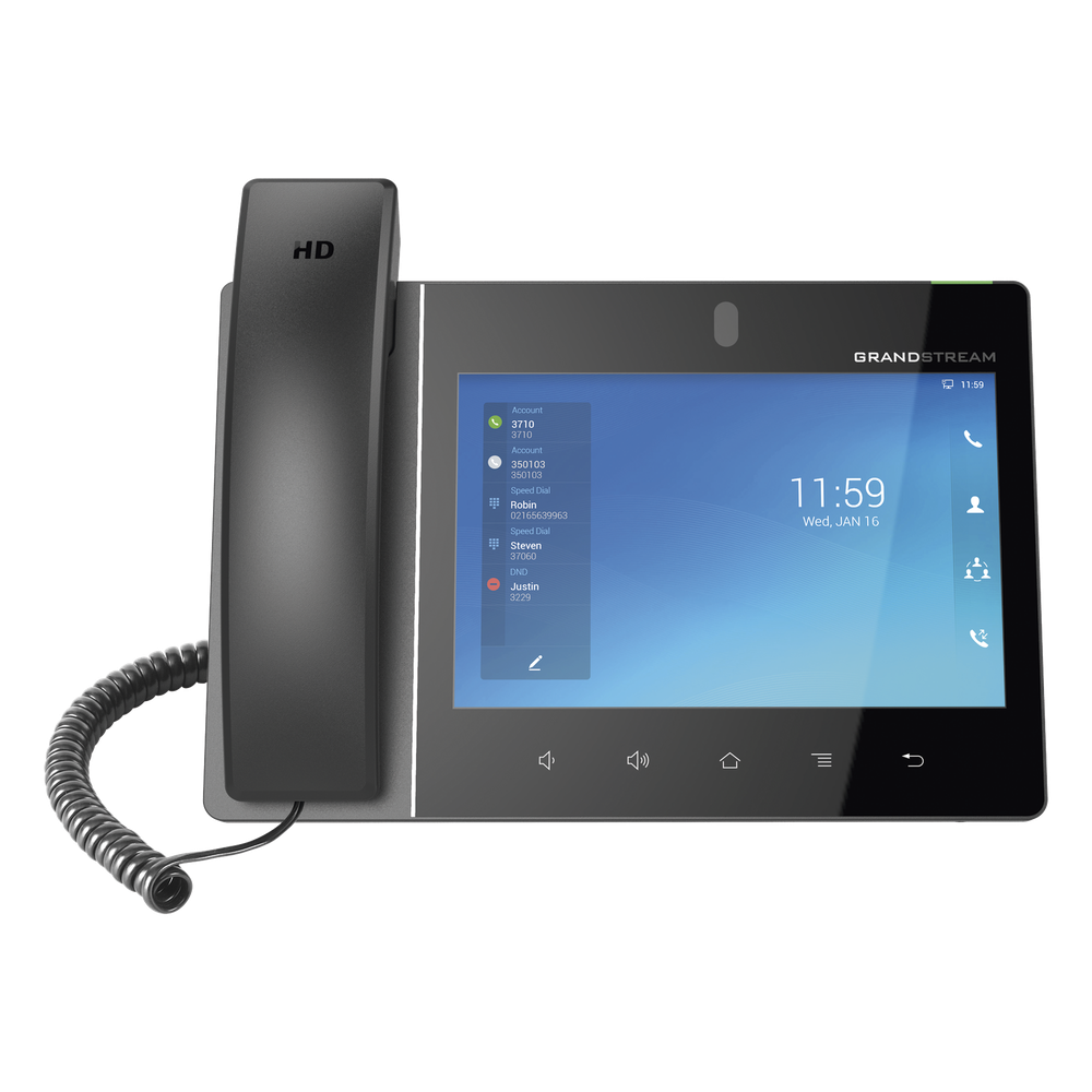 Teléfono IP Android 11, 16 líneas SIP con 16 cuentas, pantalla táctil  8", puertos Gigabit, Wi-Fi, Bluetooth, PoE, codec Opus, IPV4/IPV6 con gestión en la nube GDMS