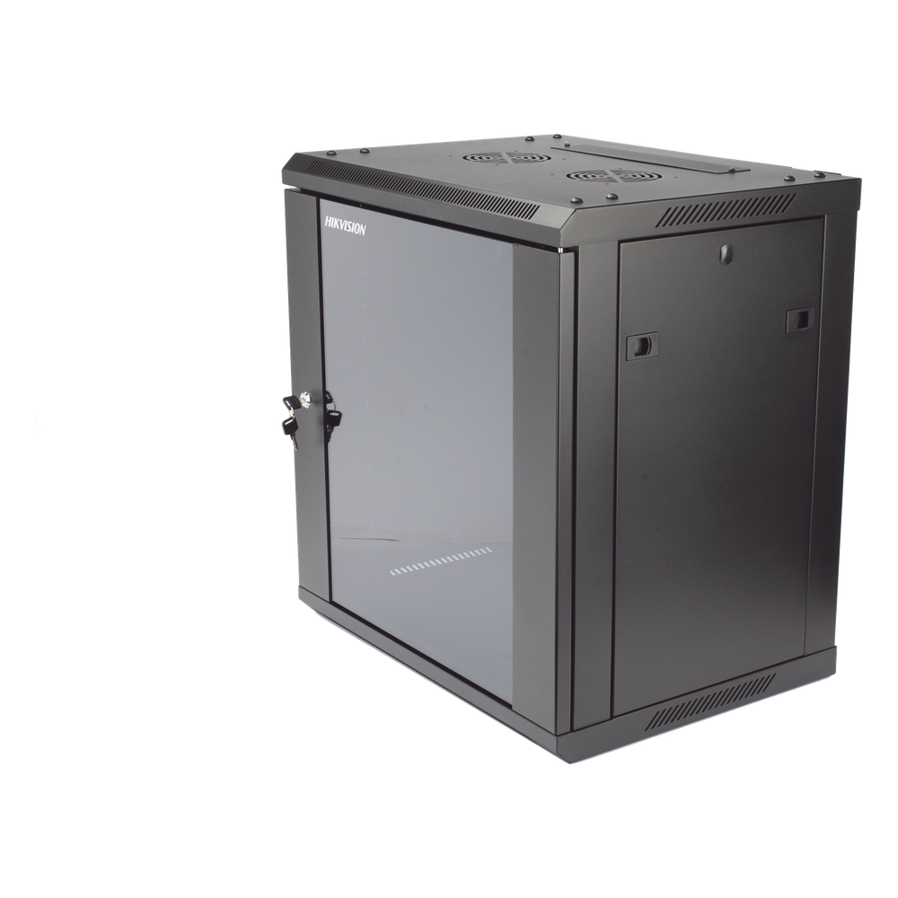 Gabinete para Montaje en Pared - Piso / Puerta de Cristal Templado / Cuerpo Fijo / 12 Unidades de Rack / 19" / Fabricado en Acero