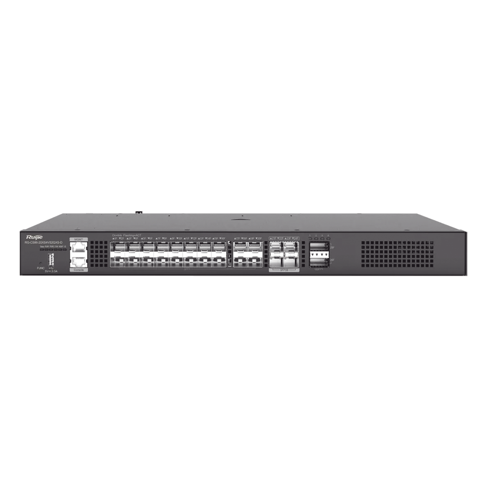 Switch Core Distribuidor para Fibra con 20 Puertos SFP+ (10G), 4 Puertos SFP28 (25G) y 2 Puertos QSFP+ (40G) (No Incluye Fuentes de Poder)