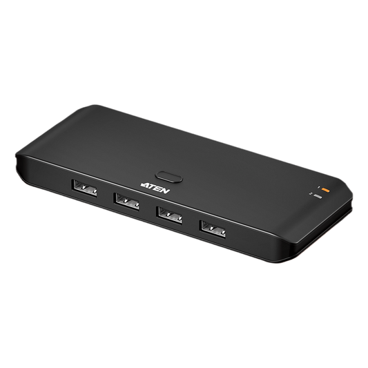 Switch USB 2.0 Compartido 2 x 4 Essentials | 480 Mbps | InstaSync | Pulsador Integrado | Diseño Compacto