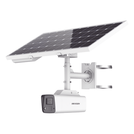 Kit Solar IP All in One / Cámara Bala ColorVu 4 Megapixel / Lente 4 mm / Panel Solar / Batería de Respaldo de Litio 23.2Ah (Hasta 24 Días) / Conexión 4G / Accesorios de Instalación