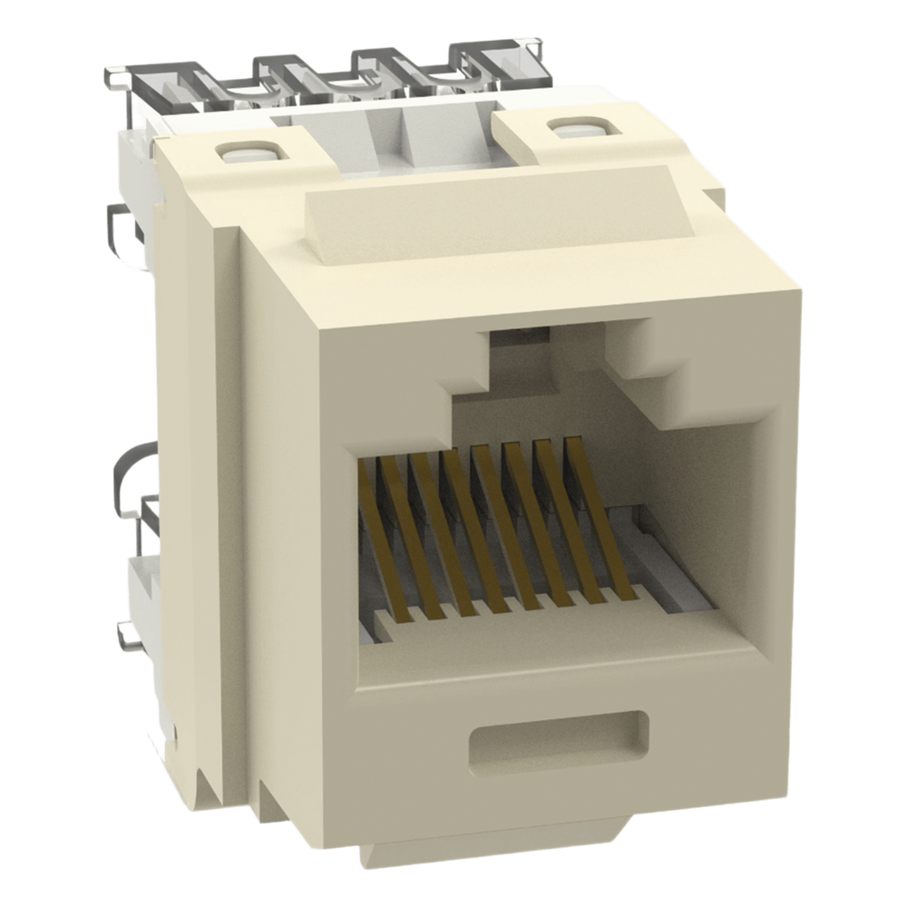 Conector Jack Estilo 110 (de Impacto), Tipo Keystone, Categoría 6, de 8 Posiciones y 8 Cables, Color Marfil