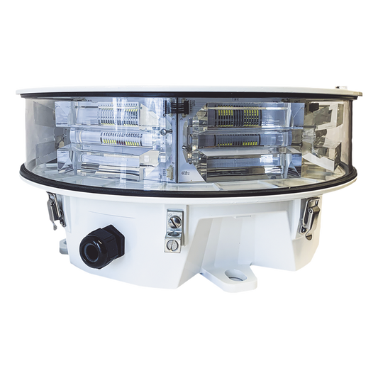 Baliza LED de Obstáculos Intensidad Media STAR Series / 20.000 cd Blanco/ 360° Cobertura Horizontal / IR Incluido 246 mW/sr / IP66 NEMA 4 / AC