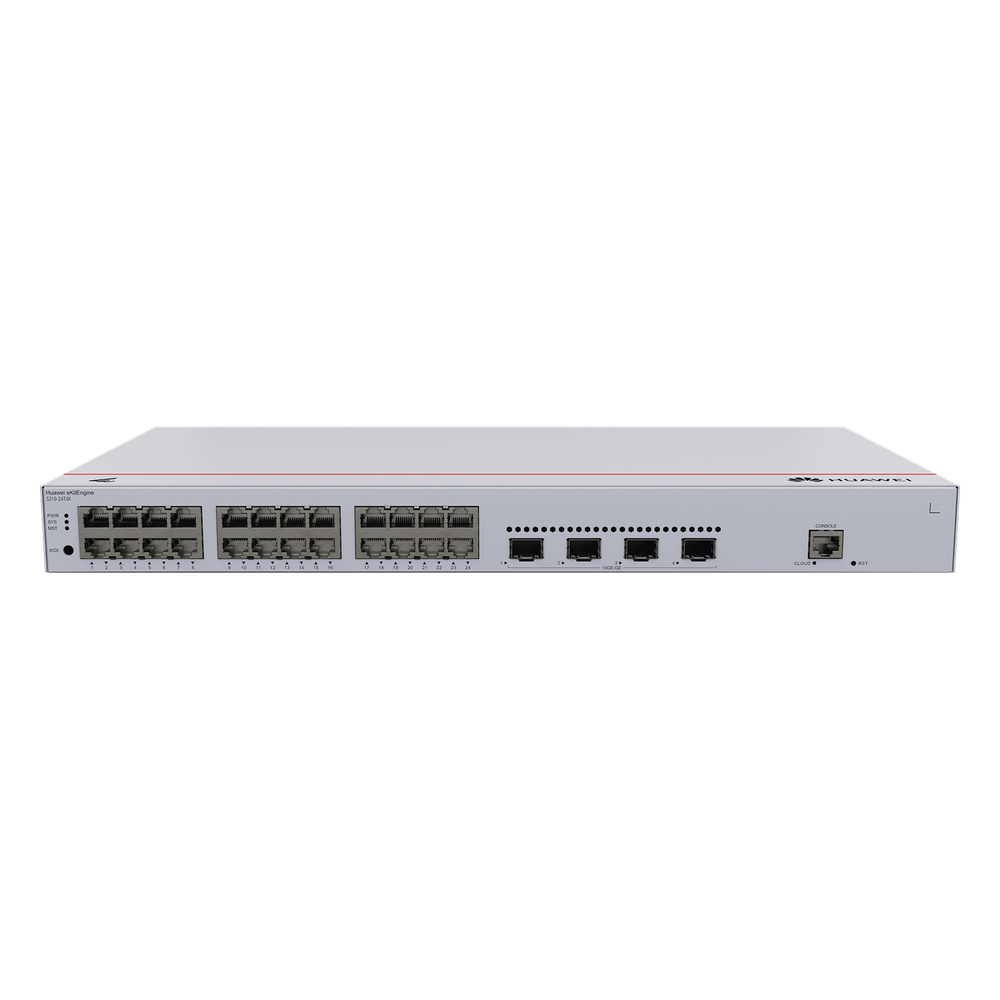 Switch de Distribución/Core Gigabit Administrable  Capa 3 / 24 puertos 10/100/1000 Mbps  / 4 Puertos 10GE SFP+ Uplink / ERPS / Rutas Estáticas / iStack / Administración Nube Gratis