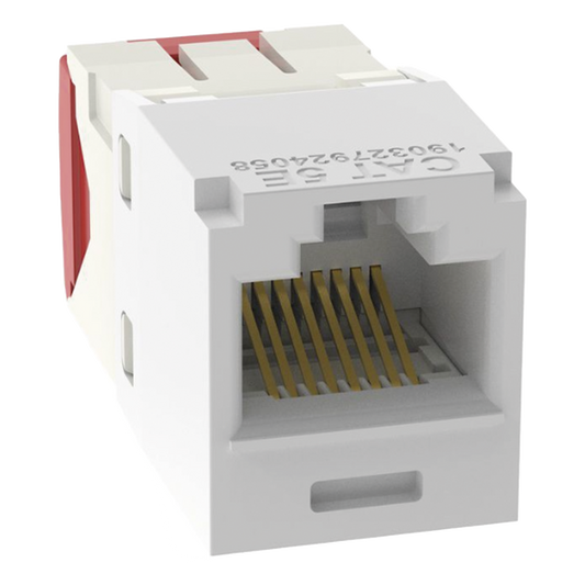 Conector Jack RJ45 Estilo TG, Mini-Com, Categoría 5e, de 8 Posiciones y 8 Cables, Color Blanco
