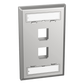 Placa de Pared Vertical, Salida Para 2 Puertos Keystone, Con Espacios Para Etiquetas, de Acero Inoxidable