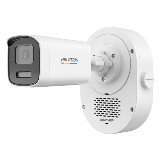 Bala IP 4 Megapixel / ColorVu 3.0 + SoundMax / Lente 4 mm / Dual Light 50 mts (164 ft) IR + Luz Blanca / Bocina + Micrófono Integrados / Luz Estroboscópica Rojo-Azul / AcuSense Lite / Exterior IP67 / WDR 120 dB / PoE / Micro SD