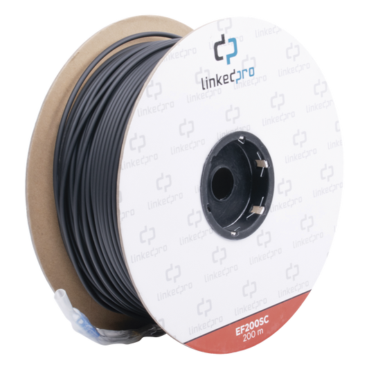Carrete de Fibra Óptica Monomodo con Conectores SC-SC Duplex, Reforzada con Kevlar, de 200 Metros (656.17 Pies), Para Instalaciones Subterráneas por Tubería