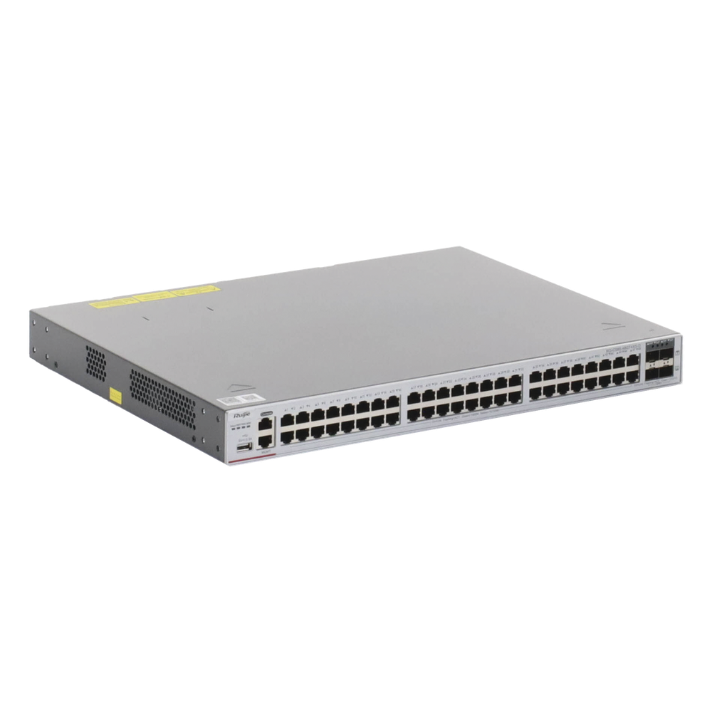 Switch Core Administrable Capa 3 con 48 puertos Gigabit + 4 SFP+ para fibra 10Gb, gestión gratuita desde la nube.