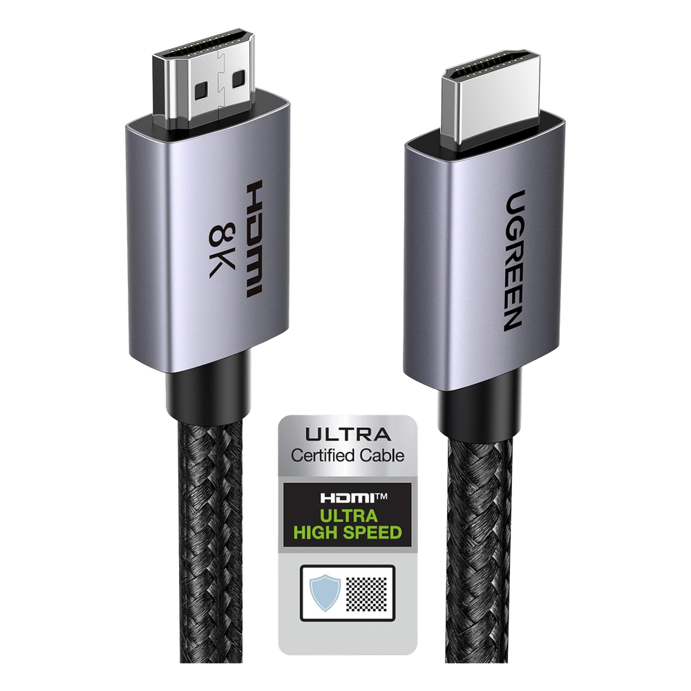 Cable HDMI 2.1 de 8K@60Hz | 3 metros | 48Gbps | HDR10+ | 3D Inversivo| eARC | Dolby ATMOS |   VVR | QMS | QFT | ALLM | 3 modos de Visualización | Certificado HDMI 8K | Niquelado | Nylon Trenzado | Carcasa de Aluminio.