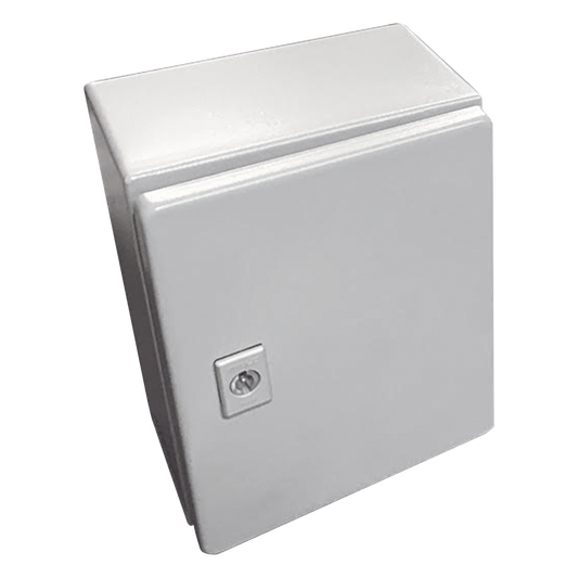 Gabinete de Acero, Nema 4 -IP 66 de 25 x 30 x15 cm con Platina y certificado UL.